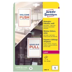 AVERY Hinterglas-Etiketten 210x148 mm VE=10 Etiketten / 10 Bogen weiß