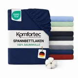 Komfortec Spannbettlaken Jersey-Baumwolle 200 x 200 cm blau