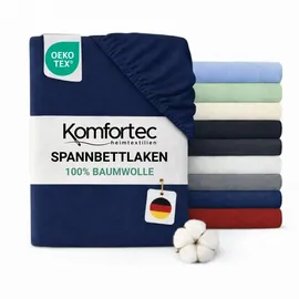 Komfortec Spannbettlaken Jersey-Baumwolle 200 x 200 cm blau