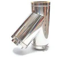 ASTEC Edelstahlschornstein T-Stück 45° doppelwandig DN113-300 Edelstahl transparent/weiß