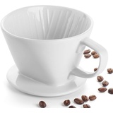 DOWAN Kaffeefilter Porzellan, Größe 2 Kaffee Dauerfilter aus Keramik für 2 Tassen Kaffee, Permanent Kaffeefilter für Zuhause, Café, Restaurants, Geschenk für Mama, Papa, Freunde, Weiß