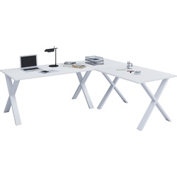 VCM, Schreibtisch, Büromöbel Eckschreibtisch Lona 80 X Alu Weiß (160 x 160 x 80 cm)