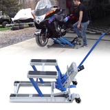 Estabeter Motorradheber Hydraulische Motorradhebebühne Motorradheber 680KG Motorrad Hebebühne Scherenheber ATV Hydraulische Motorradhebebühne Hebebühne Montagebock Für Motorräder, Geländewagen (Blau)