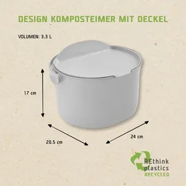 Skaza Exceeding Expectations Behälter für Küchenabfälle, formschöner Komposteimer, Biomüll-Eimer, hellgrau