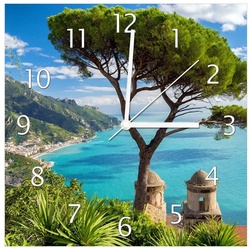 Wallario Wanduhr Italienische Küste (Glasuhr) grün 30 cm x 30 cm