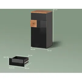 livinity® Midischrank, Anthrazit, Anthrazit, Holzwerkstoff, 3 Fächer, 1 Schubladen, Rechteckig, 40x84x37 cm, Badezimmer, Badezimmerschränke, Midischränke