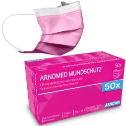 ARNOMED Mundschutz, TYP IIR, 3-lagig 402-PI , 1 Karton = 40 Packungen à 50 Stück, Farbe: pink