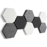 FENNEXT® Schallabsorber Wand Paneele [8 Stk.] für spürbar reduzierte Geräusche I Modernes Akustikbild aus Hexagon Akustikplatten I Unbedenkliche Akustikpaneele hergestellt in der EU I 3D Panels