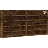 vidaXL Vitrinenschrank, Sammlervitrine 10 Ablagen, Hängevitrine Wandregal für Wohnzimmer, Glasvitrine Wandvitrine Hängeregal, Räuchereiche Holzwerkstoff
