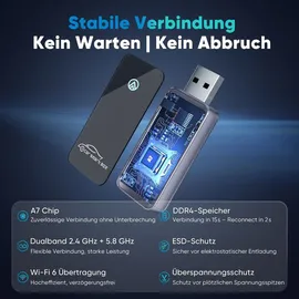salcar Wireless Adapter für Android Auto – 2025 Upgrade | Kabelloser Android USB Dongle mit Dualband WiFi | Stabil & unterbrechungsfrei | Kompatibel mit Android 11 oder höher & Android Auto