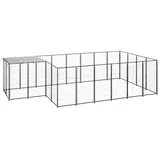 vidaXL Hundezwinger 4,4 m x 2,2 m x 1,1 m Stahl Schwarz