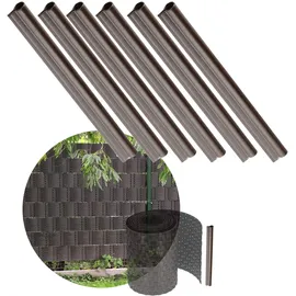 Kadax Klemmschienen für Sichtschutzstreifen, Befestigungsclips aus Kunststoff, Klemmstreifen, Clips für Zaunfolie, Endclips (6 Stück Set, Dunkelbraun)