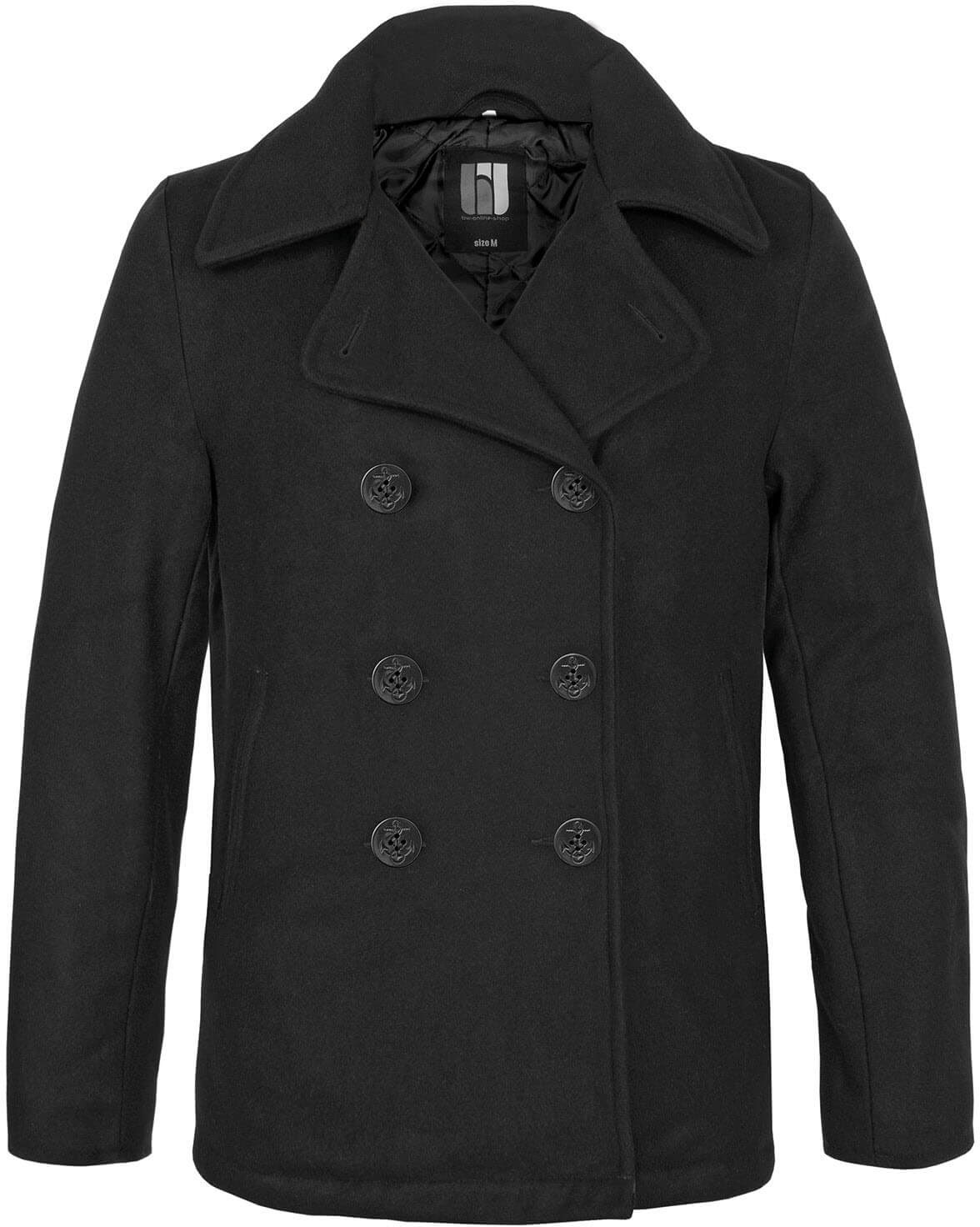 bw-online-shop Navy Pea Coat Mantel schwarz, Größe 3XL