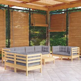 vidaXL Garten-Lounge-Set 9-tlg. grau