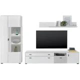 furn.design Wohnwand weiß Metall, Nachbildung, 285x180x42 cm, Wohnzimmer, Wohnwände, Anbauwände