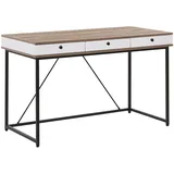 Beliani Schreibtisch heller Holzfarbton/weiß Spanplatte/Metall mit 3 Schubladen 120x60 cm Büro Kinderzimmer Schule - weiß 120 x 60 x 76