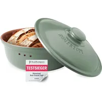 Romertopf Brottopf Rund Ø 30cm - Brotkasten Grün aus Keramik - Atmungsaktiver Tontopf für langanhaltende Frische von Brot und Brötchen