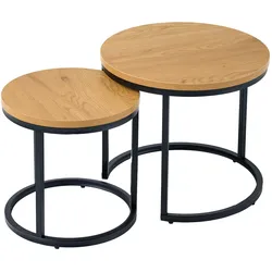 riess-ambiente Beistelltische 2er Set ELEGANCE - rund 45cm natur Wildeiche-Design Holz schwarzes Metallgestell