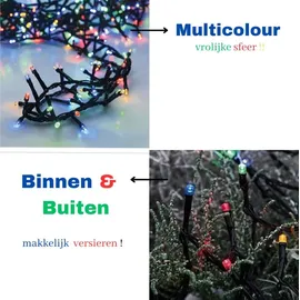 free & easy, self import agencies LED-Clusterlichterkette bunt, 800 LEDs, Grünes Kabel, Innen/Außen, 19m