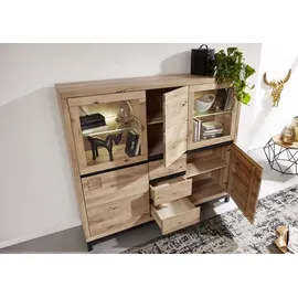 MASSIVMOEBEL24.DE Highboard Wildeiche 166x40x148 bianco geölt VILLANDERS #207