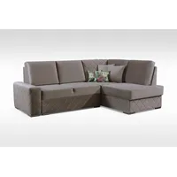 JVmoebel Ecksofa Schlafsofa Samt Bettfunktion Sitz Leder Lounge Wohnlandschaft Ecksofa, Made in Europa beige