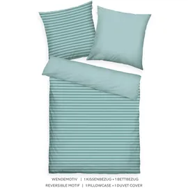 Tom Tailor Renforcé Bettwäsche MEDIUM STRIPES Türkis 155 x 220 cm + 80 x 80 cm