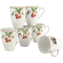 Becher CREATABLE "Kaffeebecher Flora Orchard", weiß, 6 tlg., Porzellan, Trinkgefäße, Tassen Set, 6-teilig