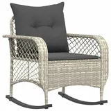 vidaXL Garten-Schaukelstuhl mit Kissen Hellgrau Poly Rattan