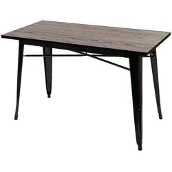 Mendler Esszimmertisch HWC-H10a, Tisch Bistrotisch, Metall Ulme Holz Industrial Gastronomie FSC® schwarz-braun 120x60cm