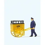 Preiser H0 Figur Postler mit Karre 28083