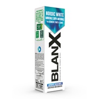 BLANX BlanX, Nordic White Zahnpasta Anti-Flecken, mit 100% natürlichen Minearls, beruhigend und regenerierend, sofortige Frische, Format 75 ml, 12 Packungen
