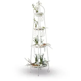 Loberon Etagere Ipas, Französischer Landhausstil, Charmantes Antik-Finish, Mehrstöckig, Vielseitig zu Dekorieren, Accessoire, Dekoration, Eisen, antikweiß
