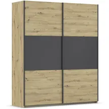 Rauch Möbel Schwebetürenschrank, Kleiderschrank, Schrank mit Stauraum 2-türig, Farbe Eiche artisan, graumetallic), B:175cm H:210cm T:59cm, Holzwerkstoff, Schränke, Schwebetürenschrank, großzügigem und vielfältigen Farbkombinationen