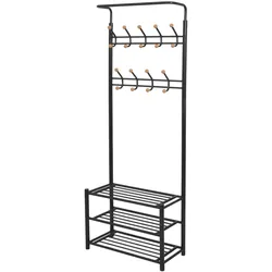 Garderobe mit Schuhablage 68×32×182,5 cm Schwarz