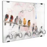 DEQORI Schlüsselbrett 'Vögel auf einem Ast', (1 St), Schlüsselhalter Schlüssel Haken Schlüsselboard modern Schlüsselleiste weiß
