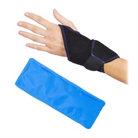 4 x Kühlpad Handgelenk, bei Gelenkschmerzen, Sehnenentzündung, warm/kalt, Neopren Bandage & Gelpack, schwarz/blau