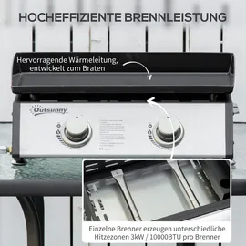 Outsunny Tischgrill Gasgrill BBQ Silber