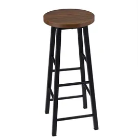 Woltu Barhocker 2er Set Bistrohocker, Gestell aus Stabilem Stahl, Sitzfläche aus Mdf, Dunkelbuche