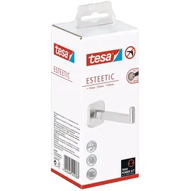 Tesa ESTEETIC Ersatzrollenhalter für Toilettenpapier, verchromt - zur Wandbefestigung ohne Bohren, inkl. Klebelösung - 50mm x x 128mm