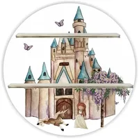 Farbklecks-Collection Regal Erweiterung für Hörfiguren, kompatibel mit Tonie-Figuren, Sommergarten Schloss, 23x23 cm, für 8–10 Figuren, Wandregal Kinderzimmer, handgefertigt