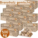 Flameup - Brennholz Gemischt Kaminholz 5 - 500 kg Buche Eiche Birke Kiefer Fichte Holz Für Ofen und Kamin Kaminofen Feuerschale Grill Feuerholz 25 cm