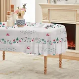 Schneeflocke Tischdecke Abwaschbar Oval, Gartentischdecke für Outdoor Rentier, Tischdecke Grau Wasserabweisend, Tischtuch für Küche, Restaurant, Hochzeit, Bankett (140x180 cm) A140