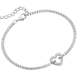 Smart Jewel Armband Zirkonia Steine, Herz, Silber 925 19 cm Damen 