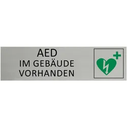 CombiCraft Aluminium Türschild AED im Gebäude vorhanden 165x45mm mit 3M-Tape
