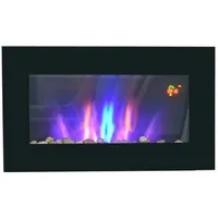Homcom Elektrokamin mit LED Flammeneffekt,1000/2000W Wandkamin in 7 Farben, Elektrischer Kamin mit Fernbedienung, Wandmontage,