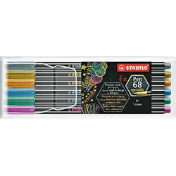 STABILO® Premium Metallic-Filzstift - STABILO Pen 68 metallic - 6er Pack - mit 6 verschiedenen Metallic-Farben