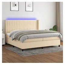 vidaXL Boxspringbett mit Matratze & LED Creme 200x200 cm Stoff