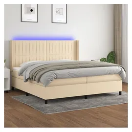vidaXL Boxspringbett mit Matratze & LED Creme 200x200 cm Stoff