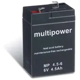 Multipower PB-6-4,5-4,8 MP4,5-6 Bleiakku 6V 4.5Ah Blei-Vlies (AGM) (B x H x T) 70 x 105 x 47mm Flach