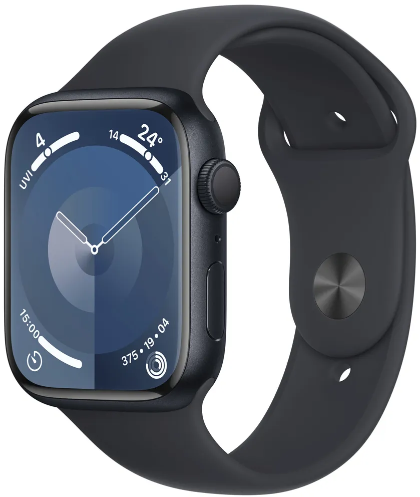 Apple Watch 9 GPS 45mm M/L Aluminium mitternacht Sportarmband mitt